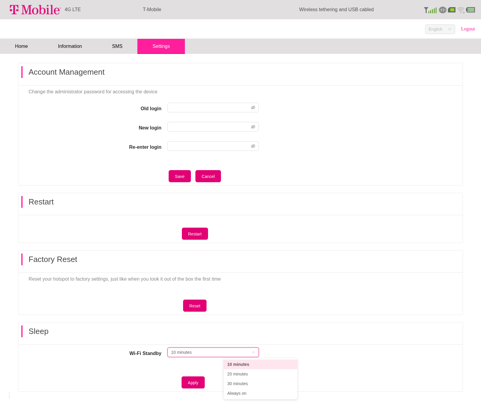 TMOHS1 Wi-Fi Standby setting